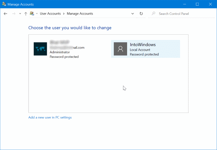 change or remove local account password in Windows 10 pic3