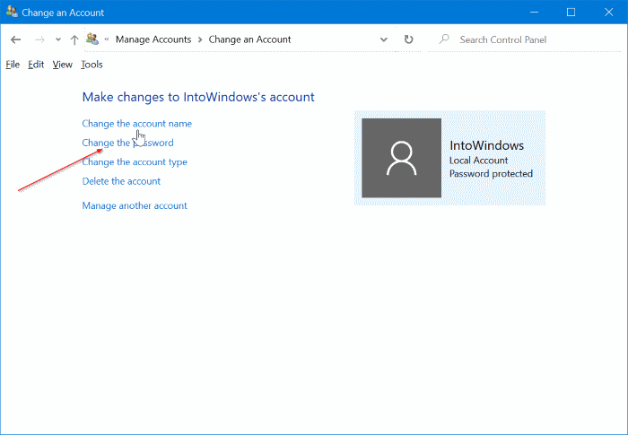 change or remove local account password in Windows 10 pic4
