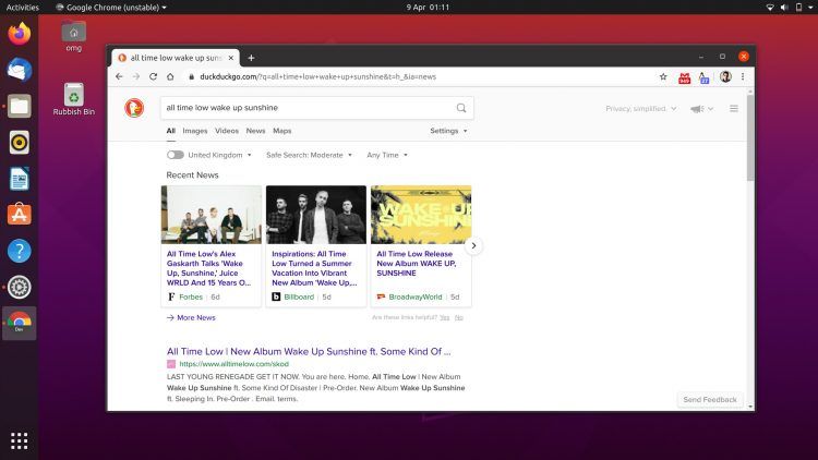 Google Chrome running on Ubuntu 20.04 LTS