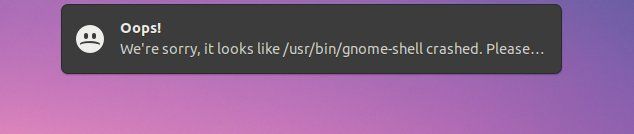 Gnome Shell crash notification