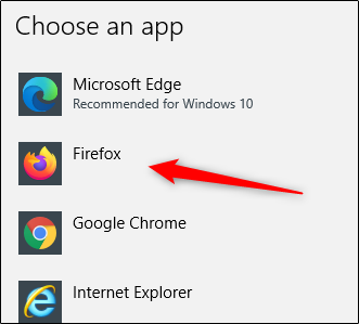 Select "Firefox."