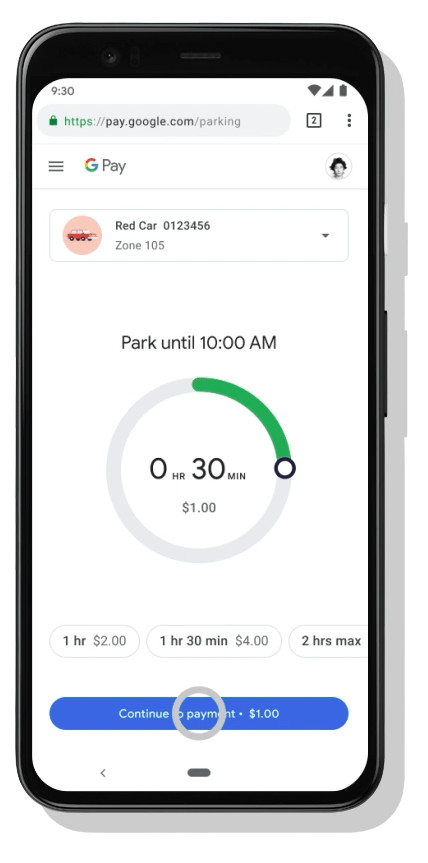 Google Maps pay for parking