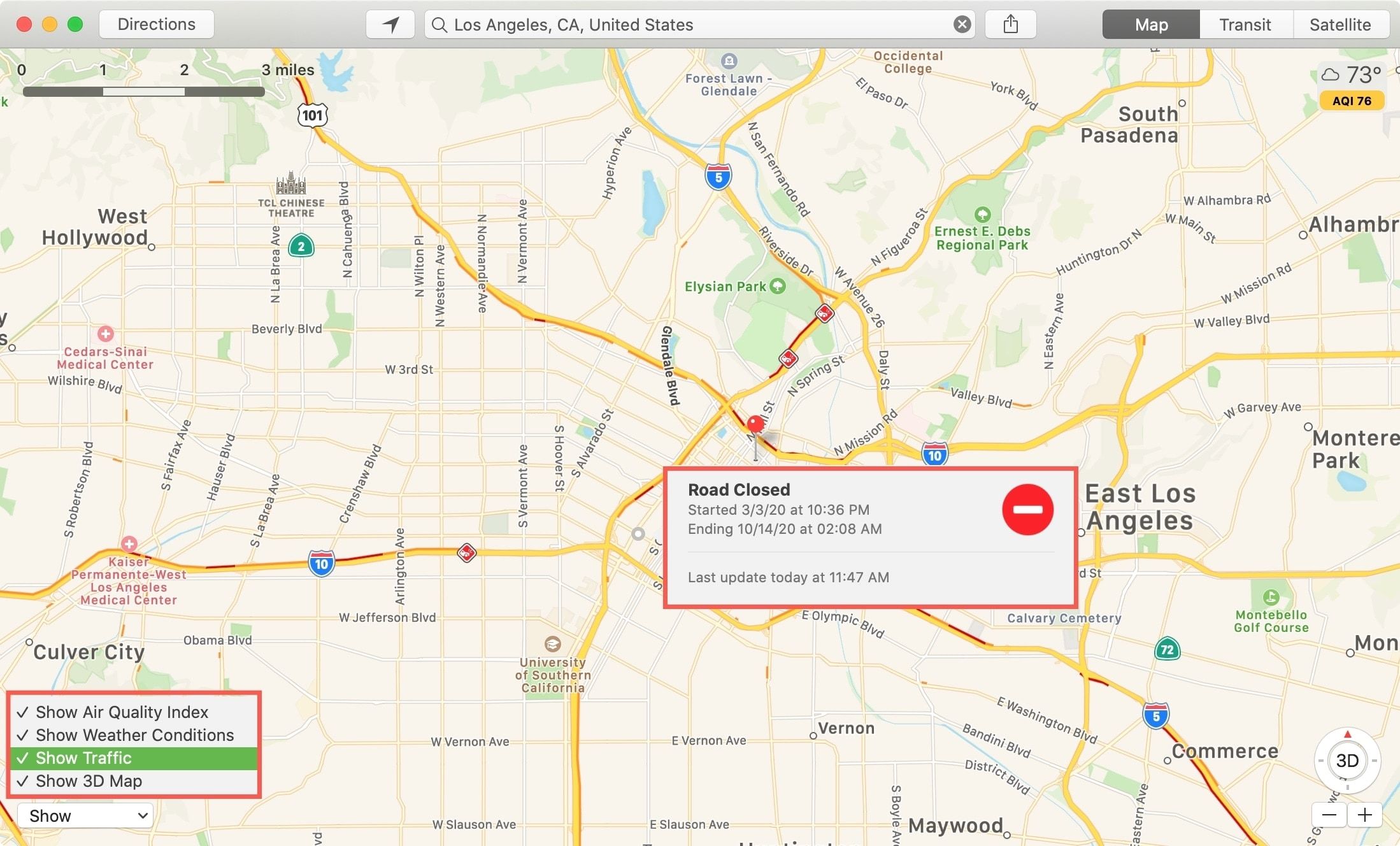 Show Traffic in Apple Maps on Mac