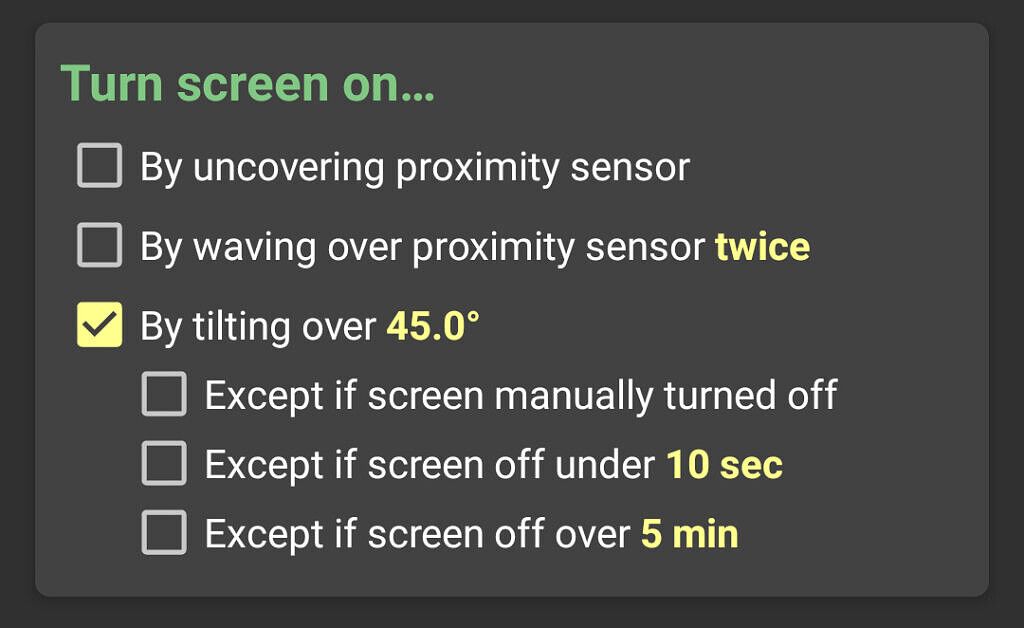 KinScreen screenshot showing new Turn screen on settings