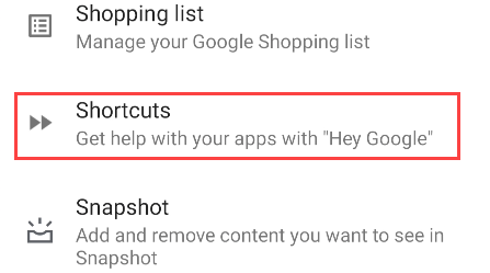 select shortcuts
