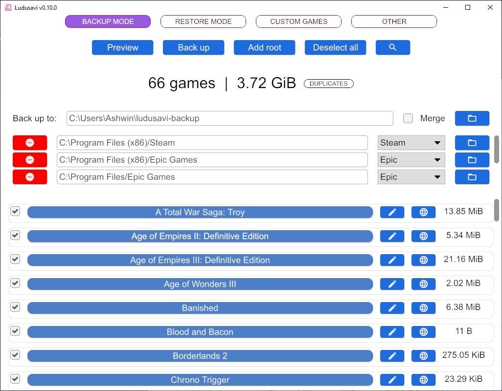 Ludusavi is an open source game save backup manager for Windows, Mac and Linux