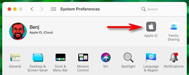 In System Preferences, click "Apple ID."