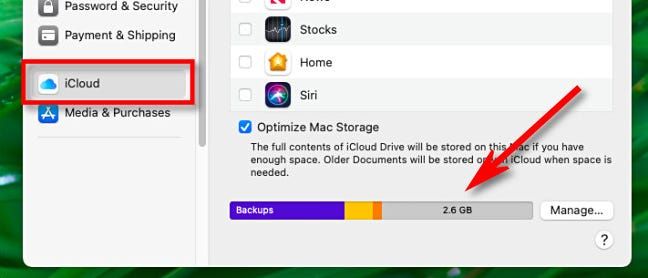 Click "iCloud" in the sidebar, then you'll see free space listed in the bar graph.