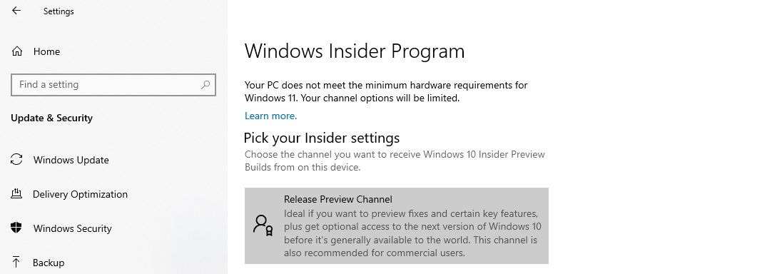 Your PC does not meet the minimum hardware