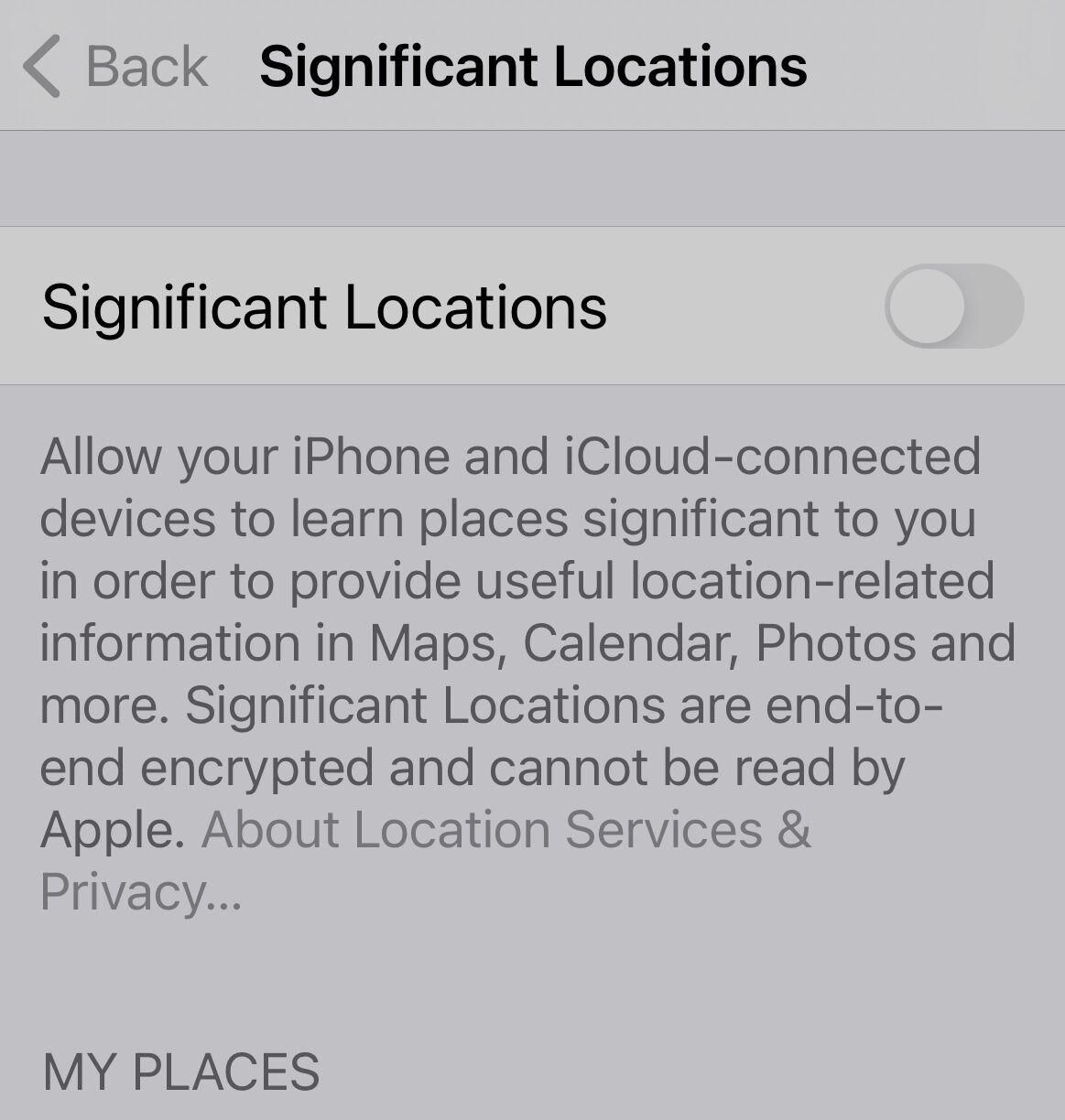 Significant locations on iPhone