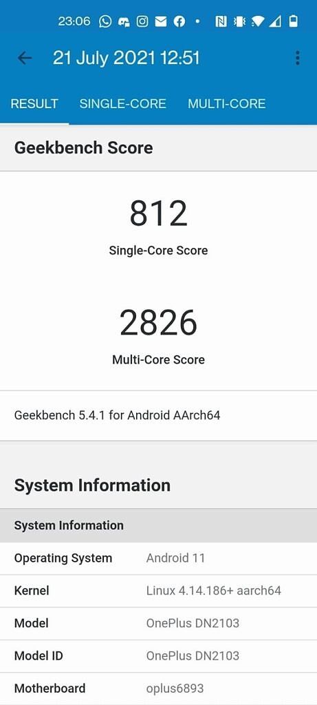 OnePlus Nord 2 Geekbench 5 test
