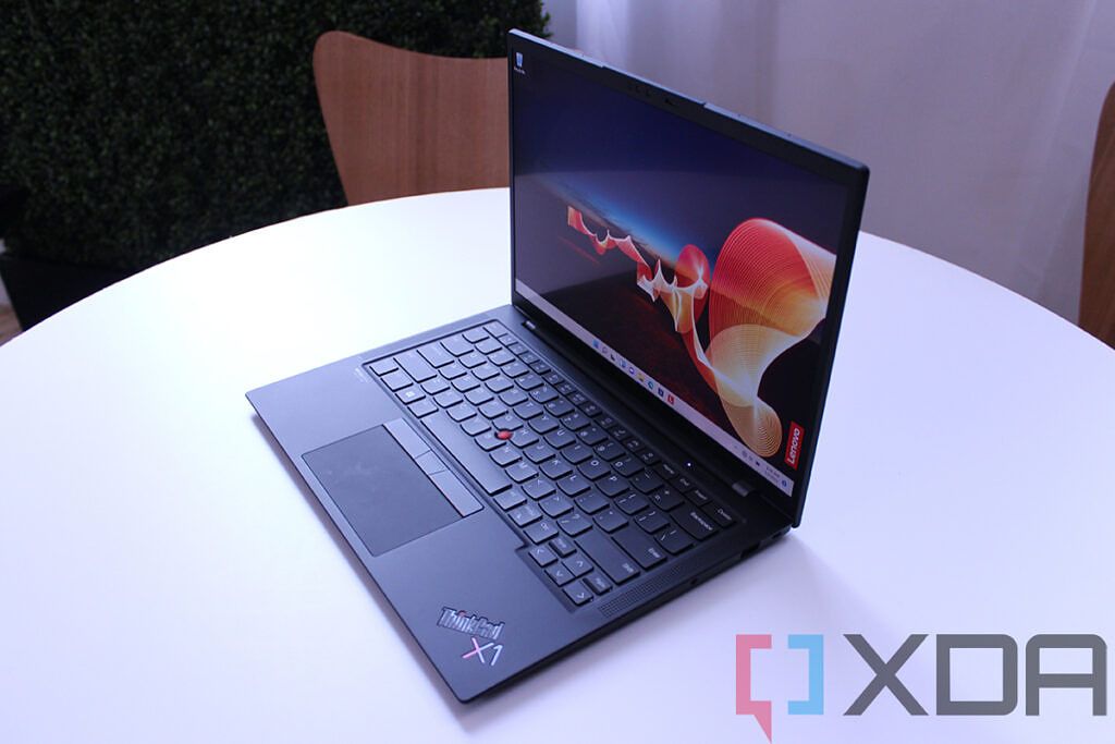 Angled view of black laptop