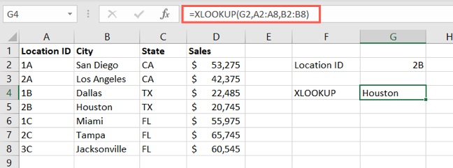 XLOOKUP with a cell reference