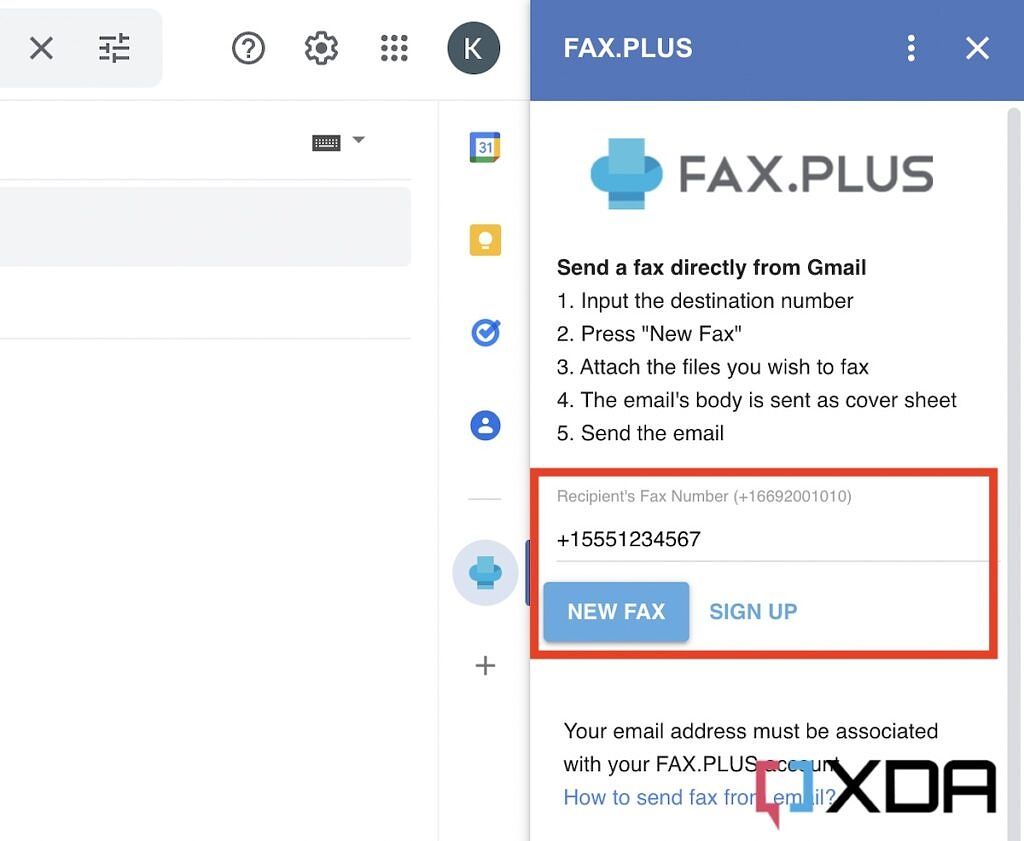 Sending a fax from Gmail