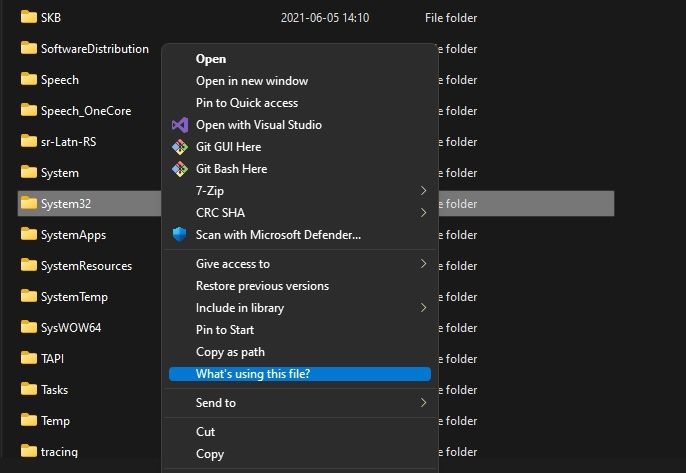 File Explorer file process in use