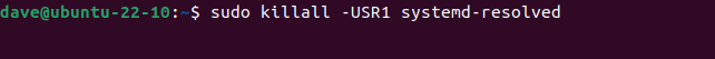 Sending the USR1 signal to the systemd-resolved daemon