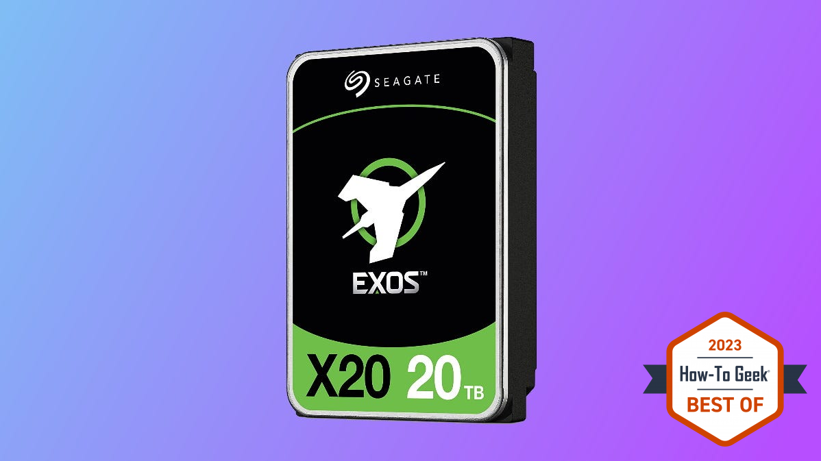 Exos HDD on purple background