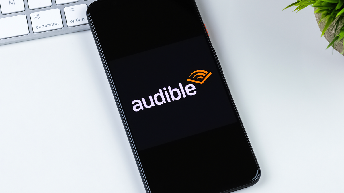 A smartphone running the Audible app.