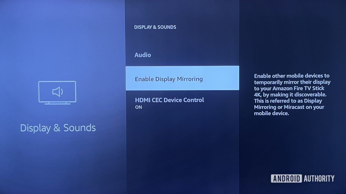 Fire TV Stick display and sounds settings