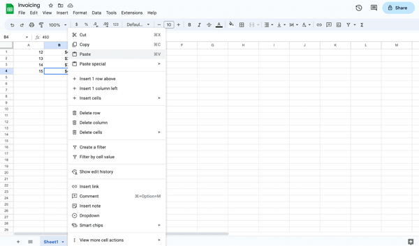 How to lock cells in google sheets, step 1: right-click on the cell you want to lock.